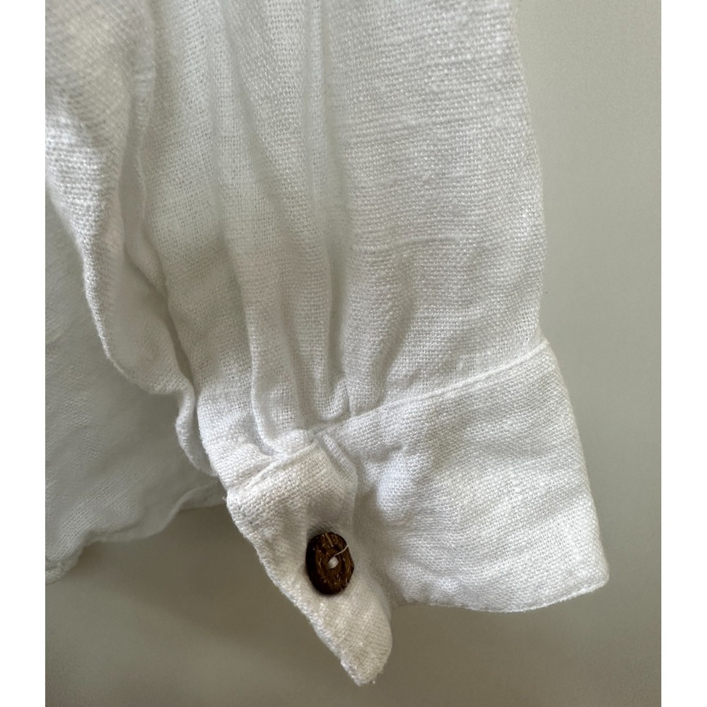 Freya Lillie White Linen Organic Cotton Boyfriend Fit Button Up Shirt UK 14-16 - Picture 10 of 12